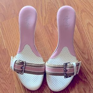 Charles David pink buckle sandal heel